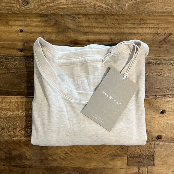 *NWT* Everlane The Organic Cotton Crew Tee Uniform Heather Oatmeal XXL - Picture 9 of 10